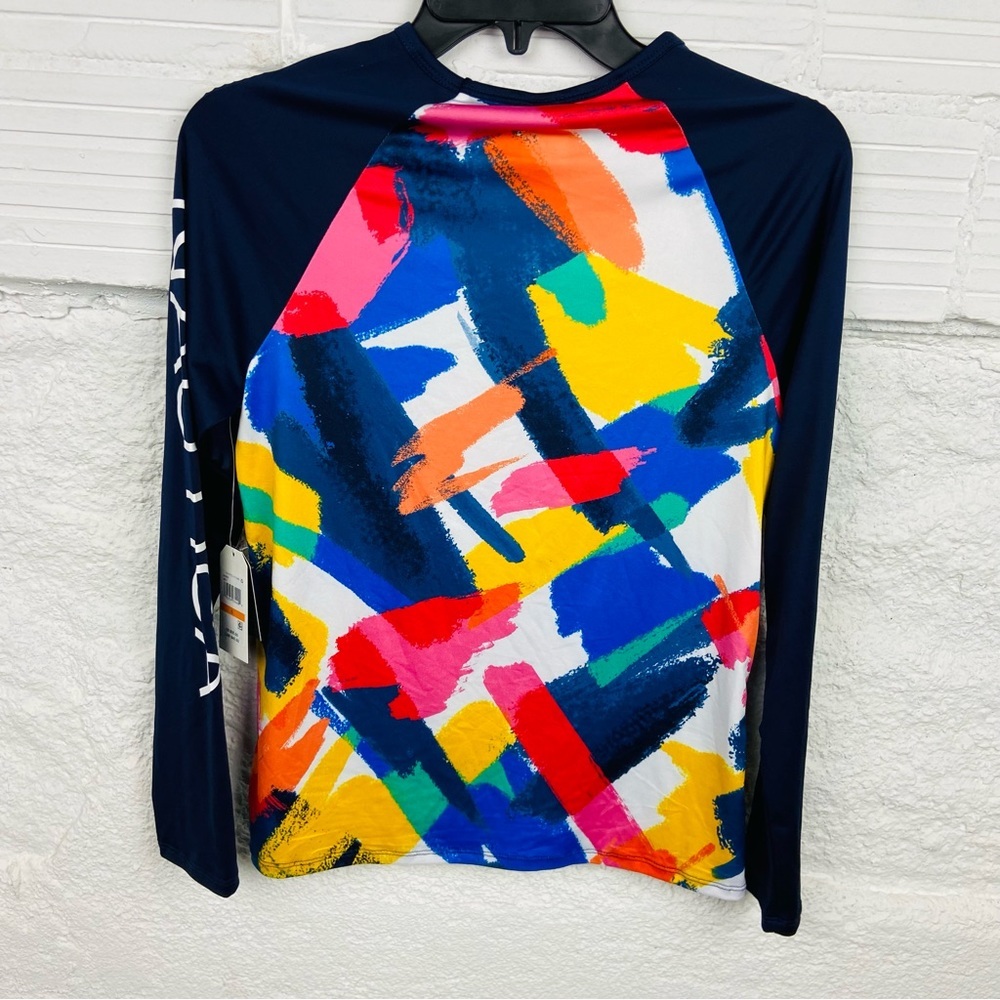 NWT NAUTICA UPS 30+ multi colored paint brush long sleeve rash guard size small - Picture 8 of 14